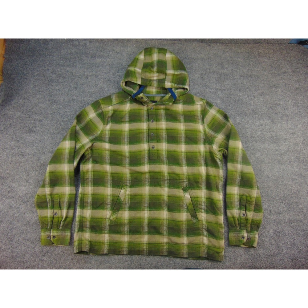 Marmot Hoodie Mens XL Pullover Green Plaid Gorpcore Outdoor Flannel Shirt - Picture 4 of 9